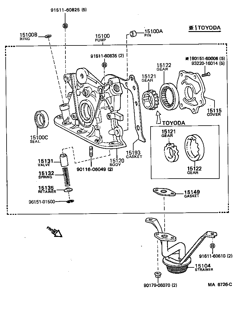 Toyota 15134-20010 GASKET, OIL PUMP RELIEF VALVE