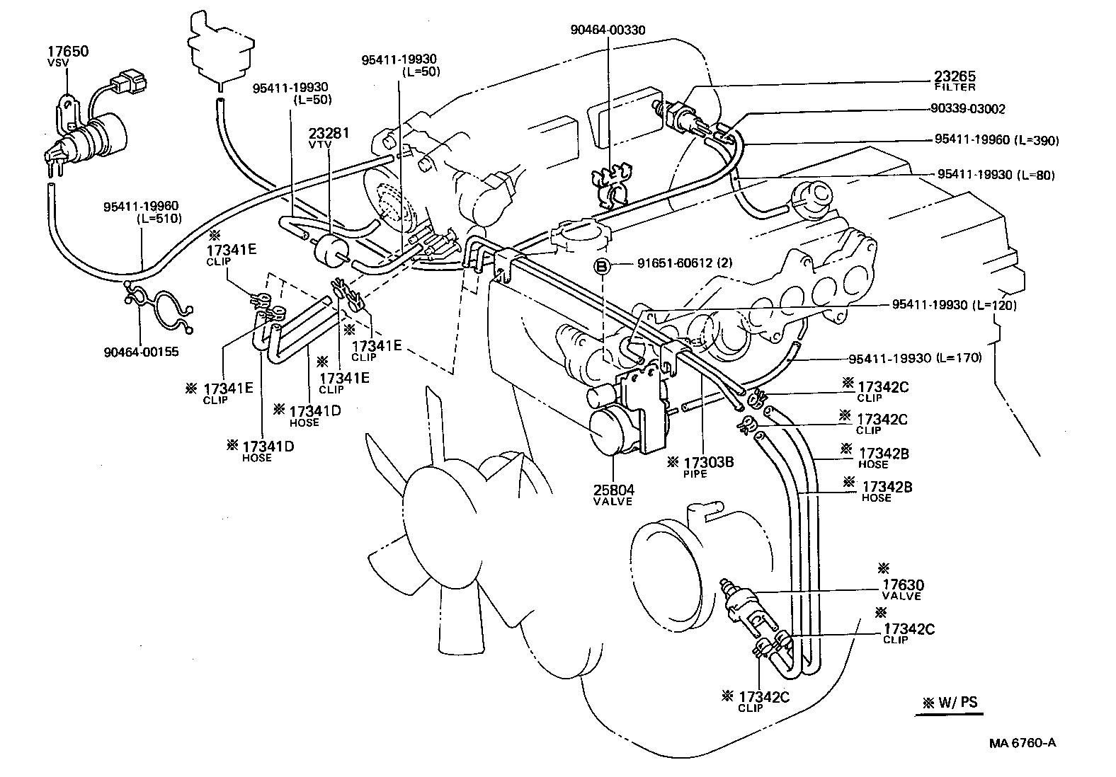 90445-10010 HOSE, NO.1(FOR IDLE-UP) product image