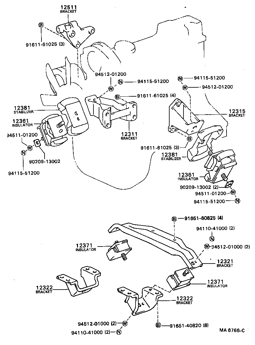 12303-64020 BRACKET, ENGINE MOUNTING, REAR, NO.1 product image
