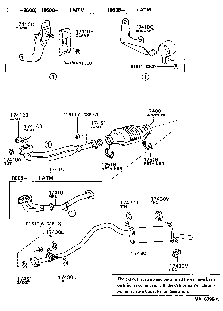 17401-73010 PIPE ASSY, EXHAUST, FRONT product image