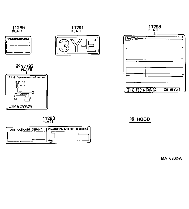 Toyota 11298-73350 PLATE, EMISSION CONTROL INFORMATION