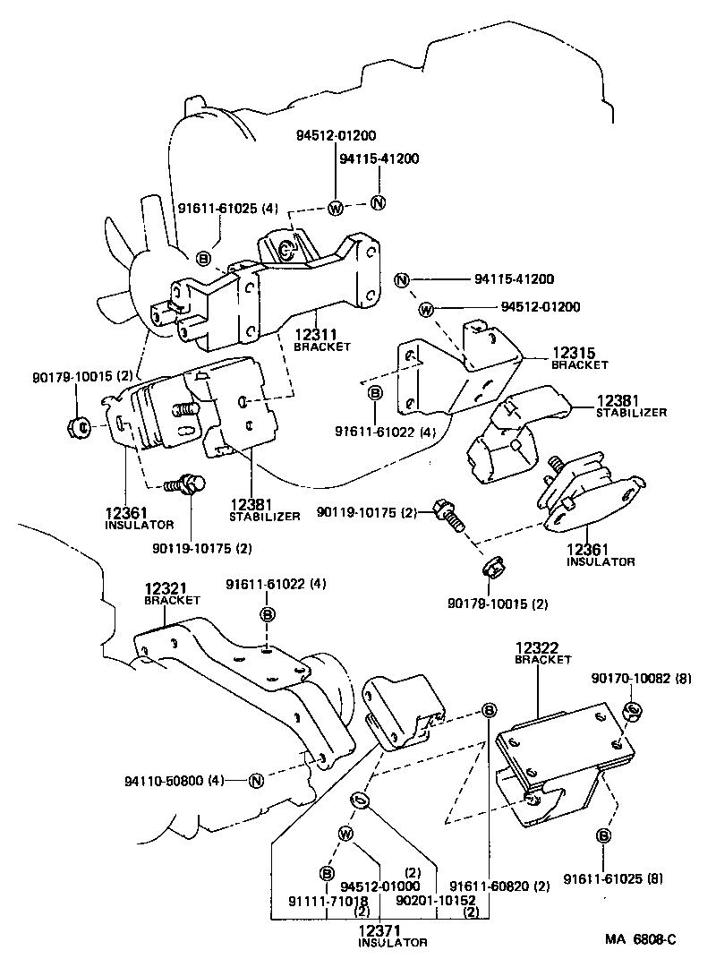 12361-44070 INSULATOR, ENGINE MOUNTING, FRONT product image