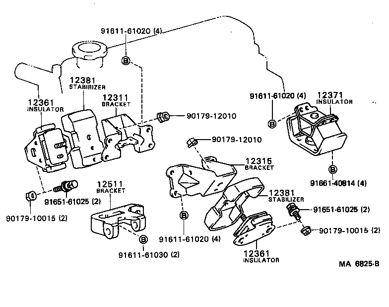 12311-54090 BRACKET, ENGINE MOUNTING, FRONT NO.1 RH product image