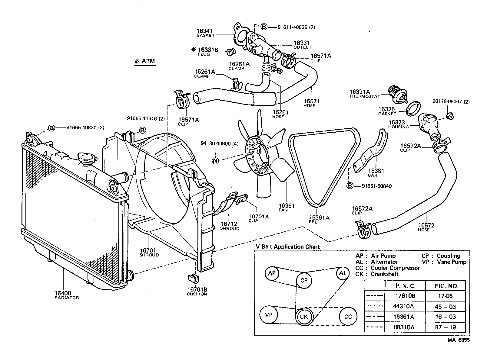 16381-38020 BAR, FAN BELT ADJUSTING product image