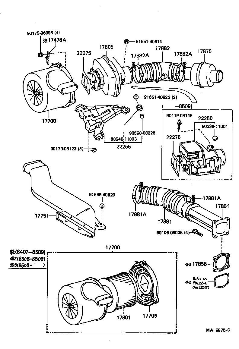 17301-70010 DUCT SUB-ASSY, AIR INLET, NO.1 product image