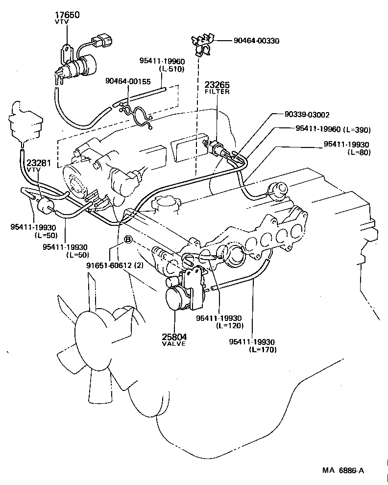 17303-43050 PIPE SUB-ASSY, AIR, NO.1 product image