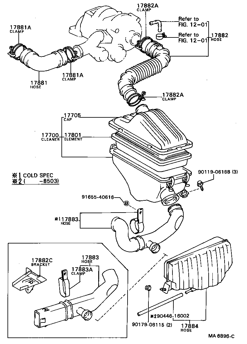 Toyota 17700-74010 CLEANER ASSY, AIR