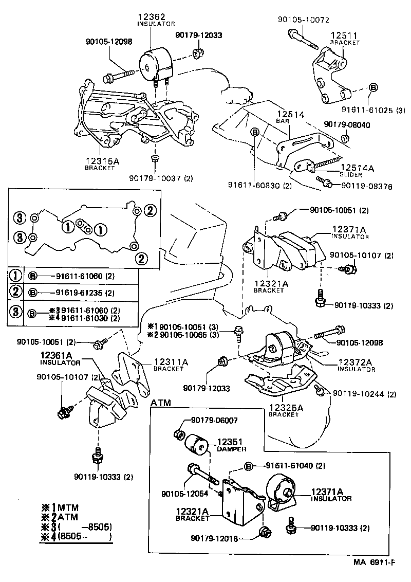 Toyota 12351-63010 DAMPER, ENGINE MOUNTING