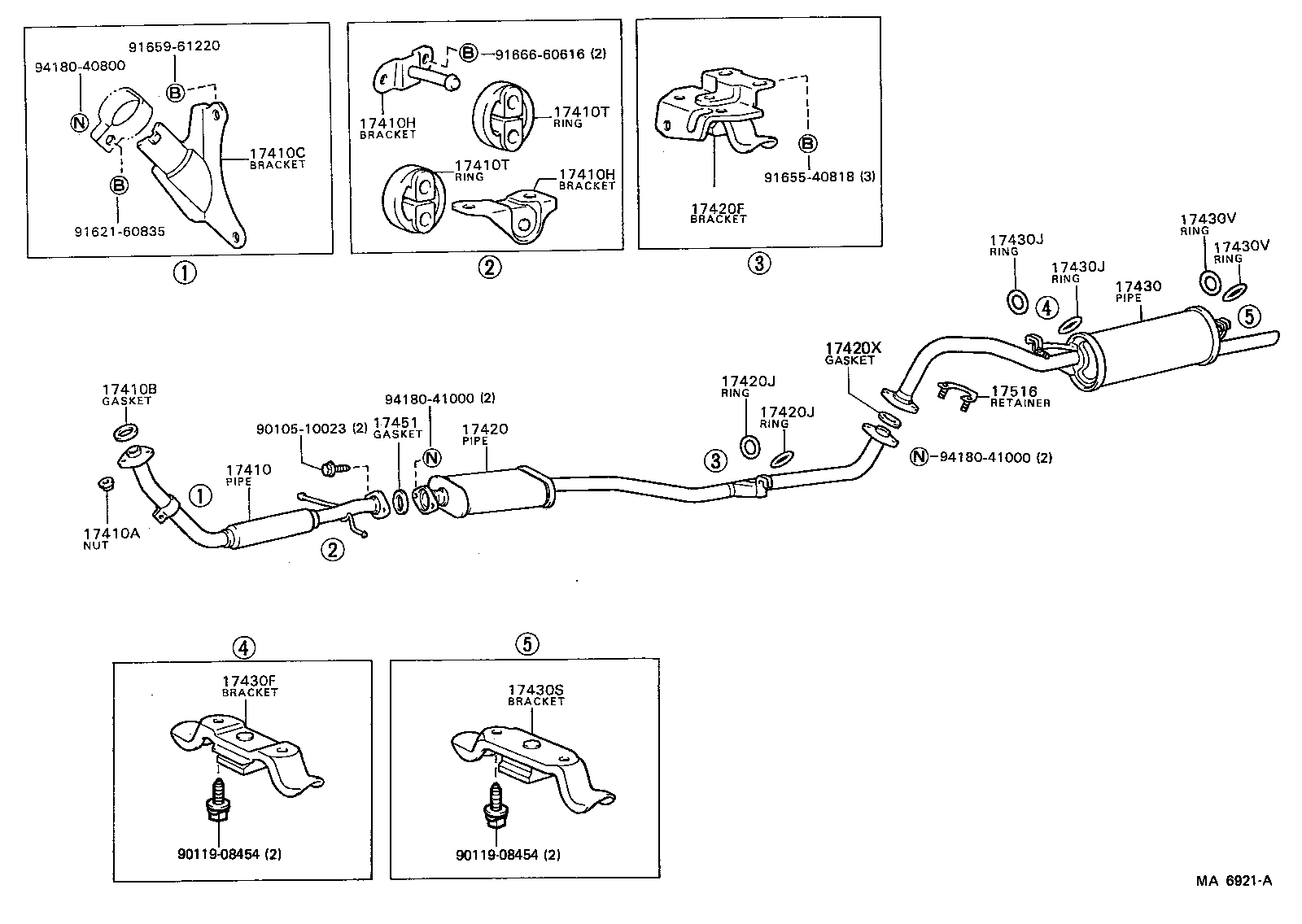 17505-45050 BRACKET, EXHAUST PIPE FRONT (FOR REAR) product image
