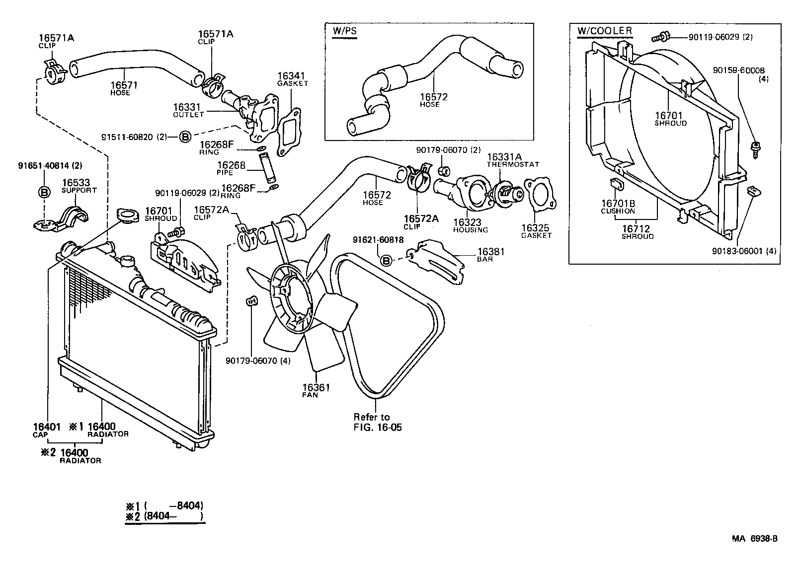 Toyota 16264-16020 HOSE, WATER BY-PASS, NO.2