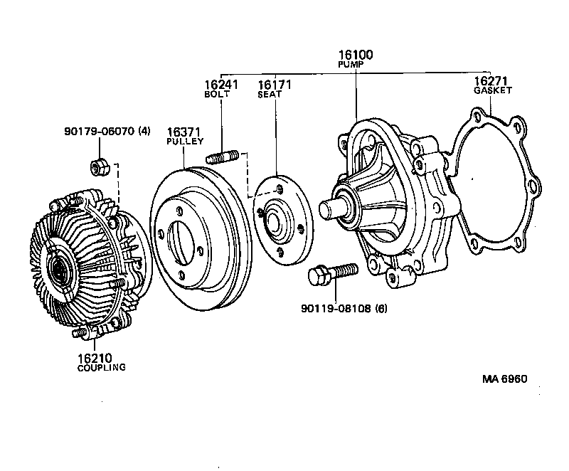 16100-39285 PUMP ASSY, ENGINE WATER product image