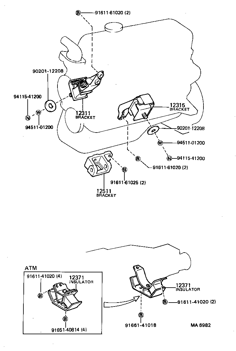12361-15080 INSULATOR, ENGINE MOUNTING, FRONT product image