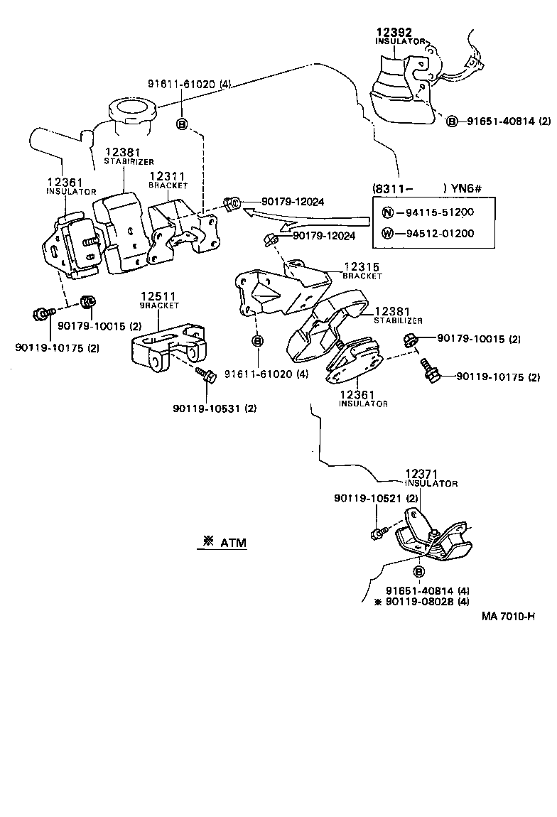 12311-54091 BRACKET, ENGINE MOUNTING, FRONT NO.1 RH product image