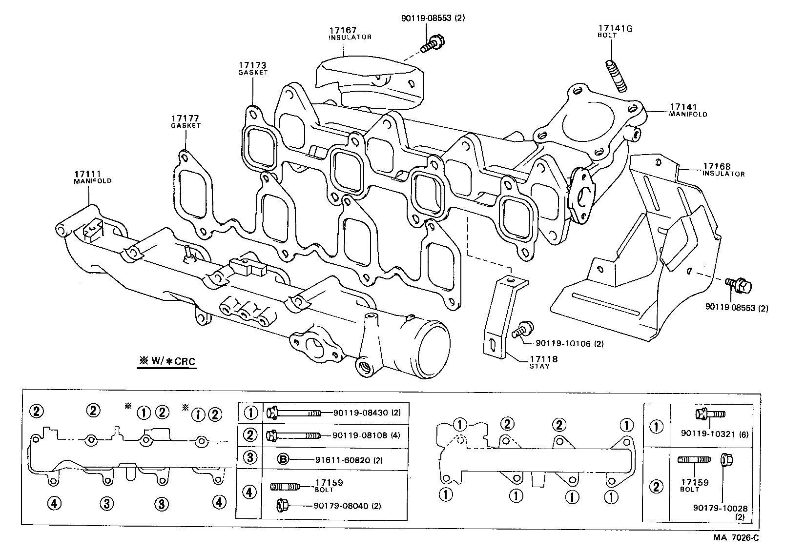 Toyota 17173-64030 GASKET, EXHAUST MANIFOLD TO HEAD