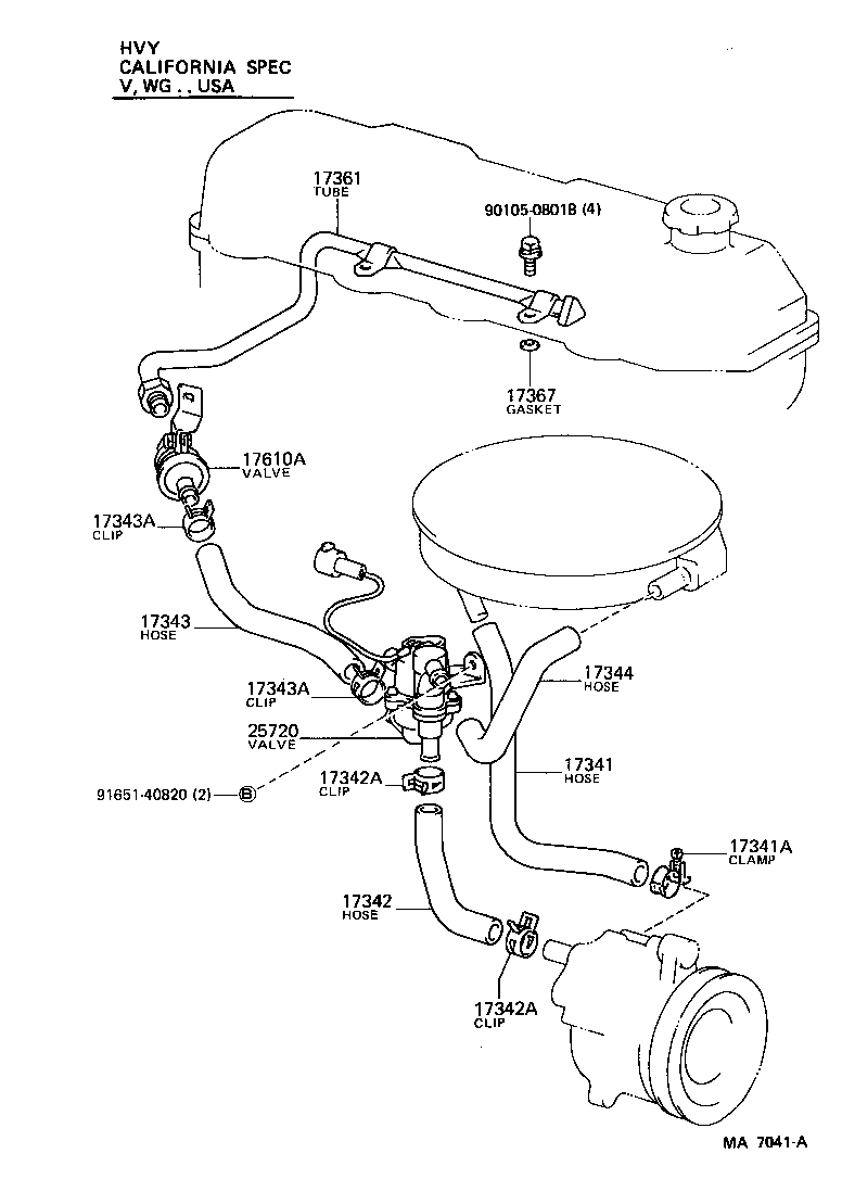 Toyota 25628-65010 GASKET, AIR TUBE, NO.1