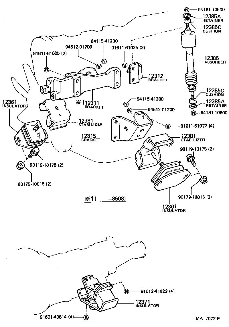 Toyota 12301-35140 BRACKET, ENGINE MOUNTING, FRONT NO.1 RH