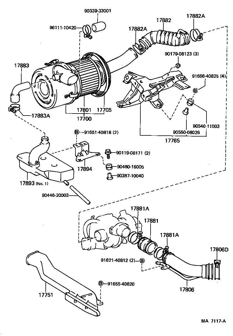 17301-70010 DUCT SUB-ASSY, AIR INLET, NO.1 product image