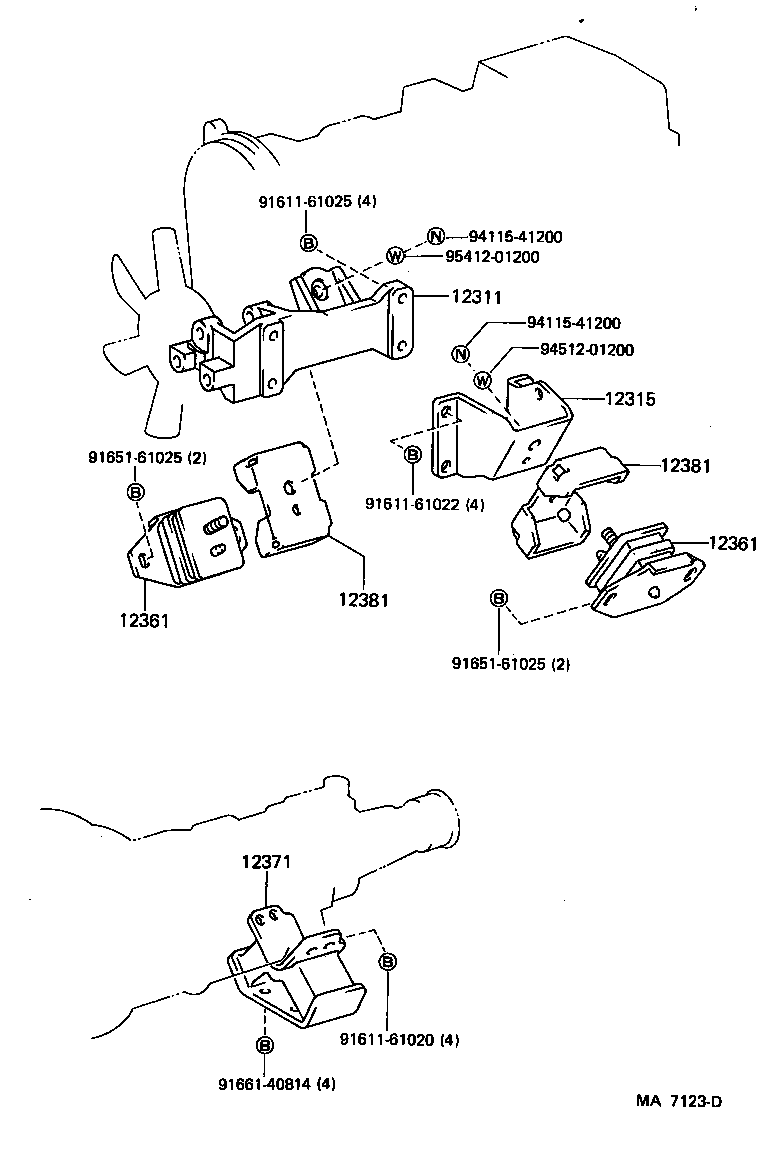 12311-54090 BRACKET, ENGINE MOUNTING, FRONT NO.1 RH product image