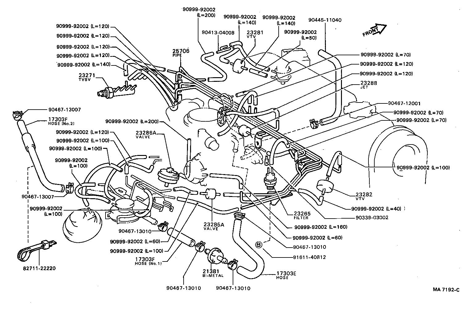 25706-16121 PIPE SUB-ASSY, VACUUM TRANSMITTING, NO.1 product image
