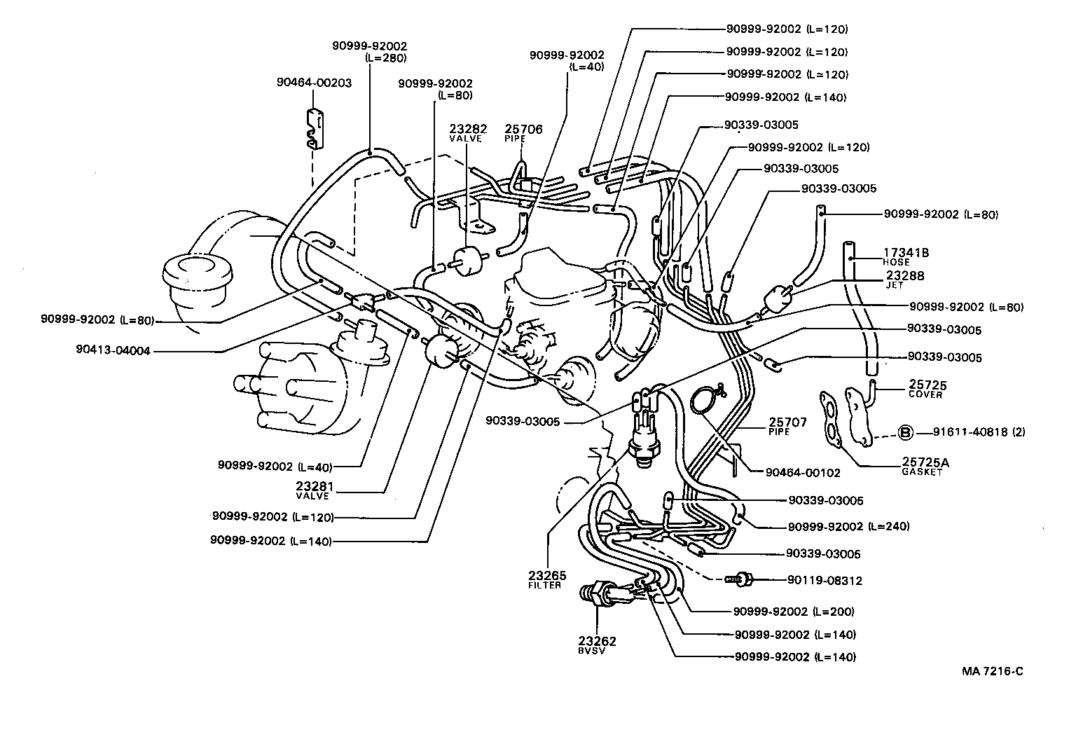 25706-16121 PIPE SUB-ASSY, VACUUM TRANSMITTING, NO.1 product image