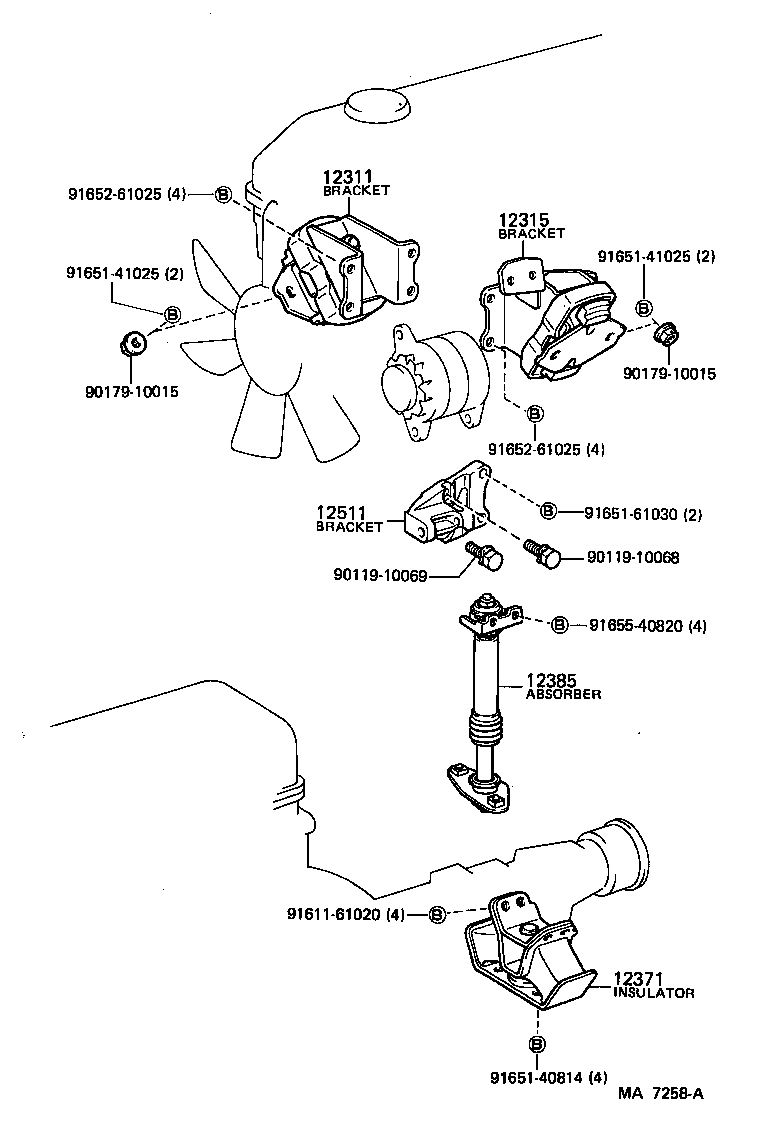12308-34020 ABSORBER, ENGINE MOUNTING, NO.1 product image