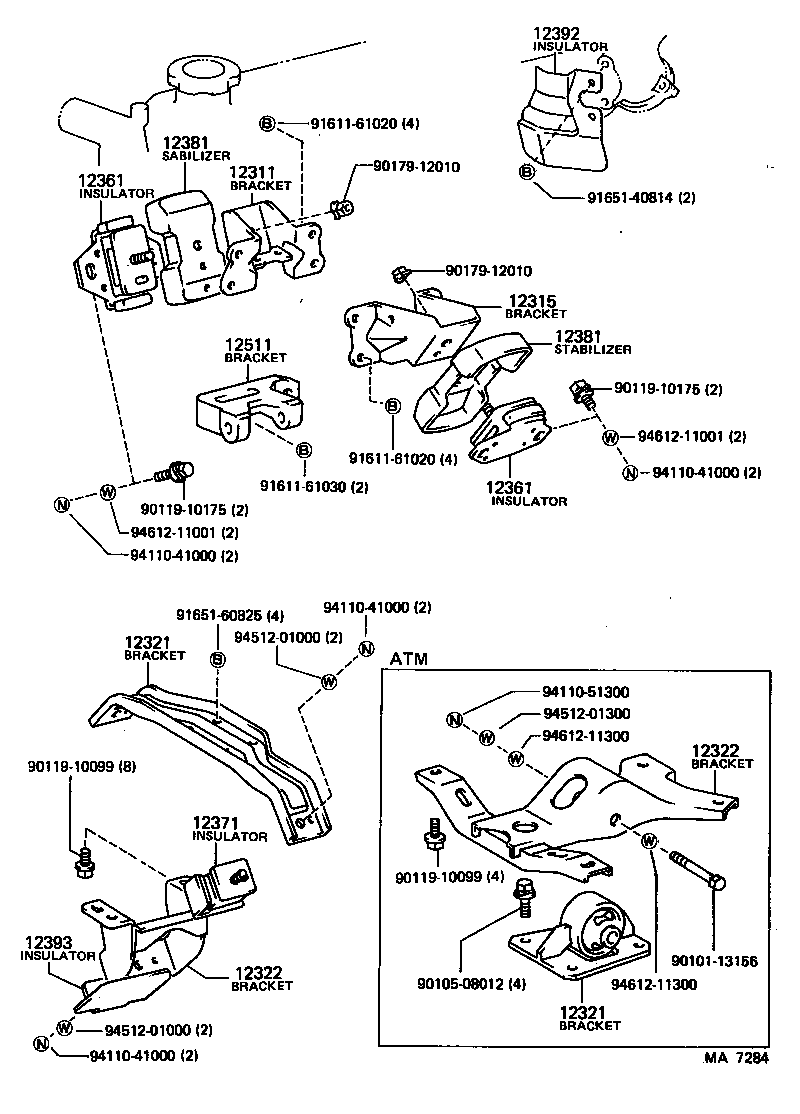 12303-18020 BRACKET, ENGINE MOUNTING, REAR, NO.1 product image