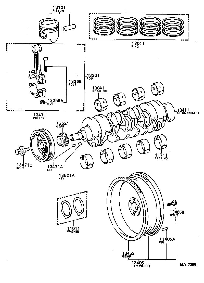 13104-71010 PISTON SUB-ASSY, W/PIN product image
