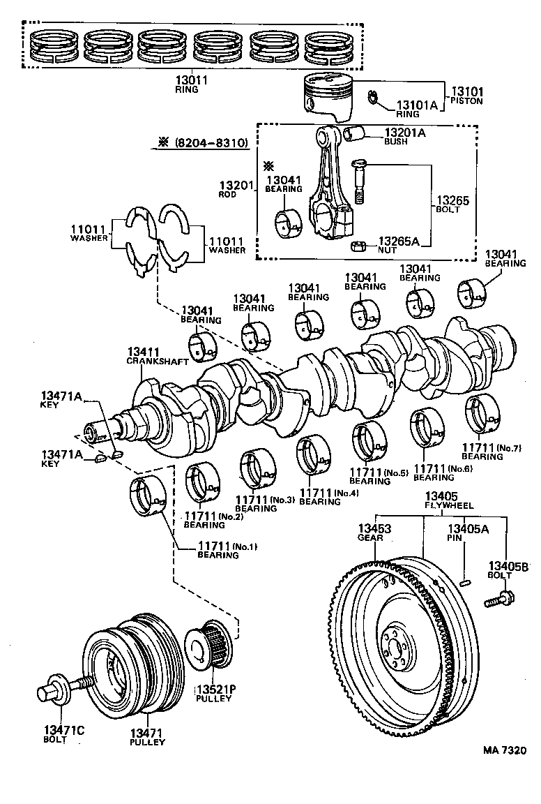 11705-54040 BEARING SET, CRANKSHAFT product image