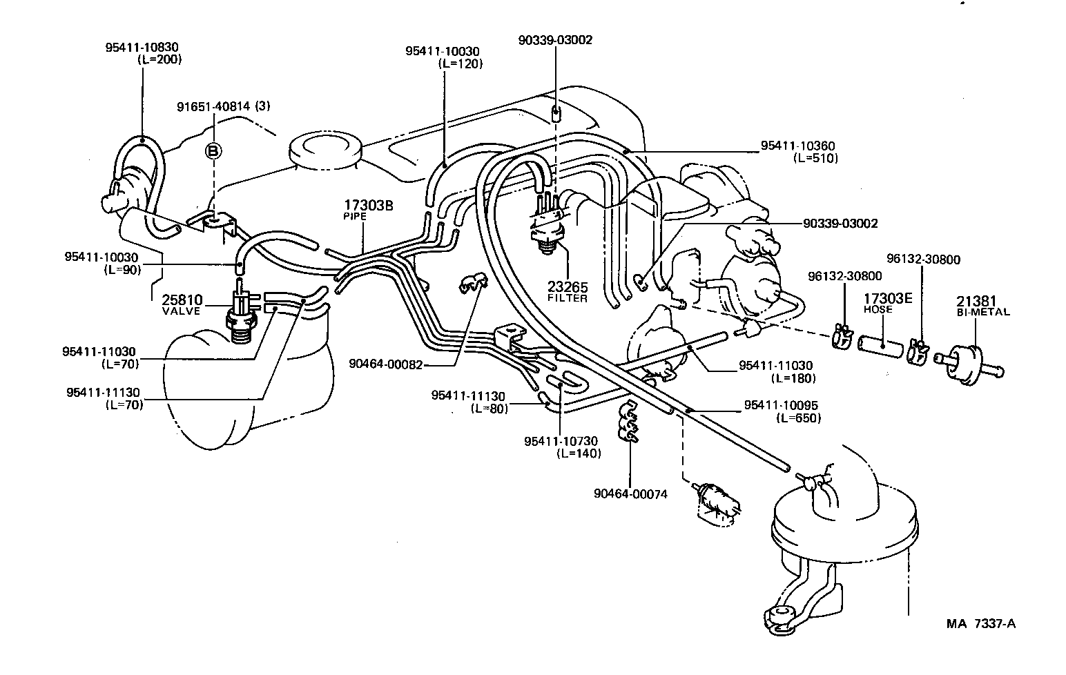 17303-71030 PIPE SUB-ASSY, AIR, NO.1 product image