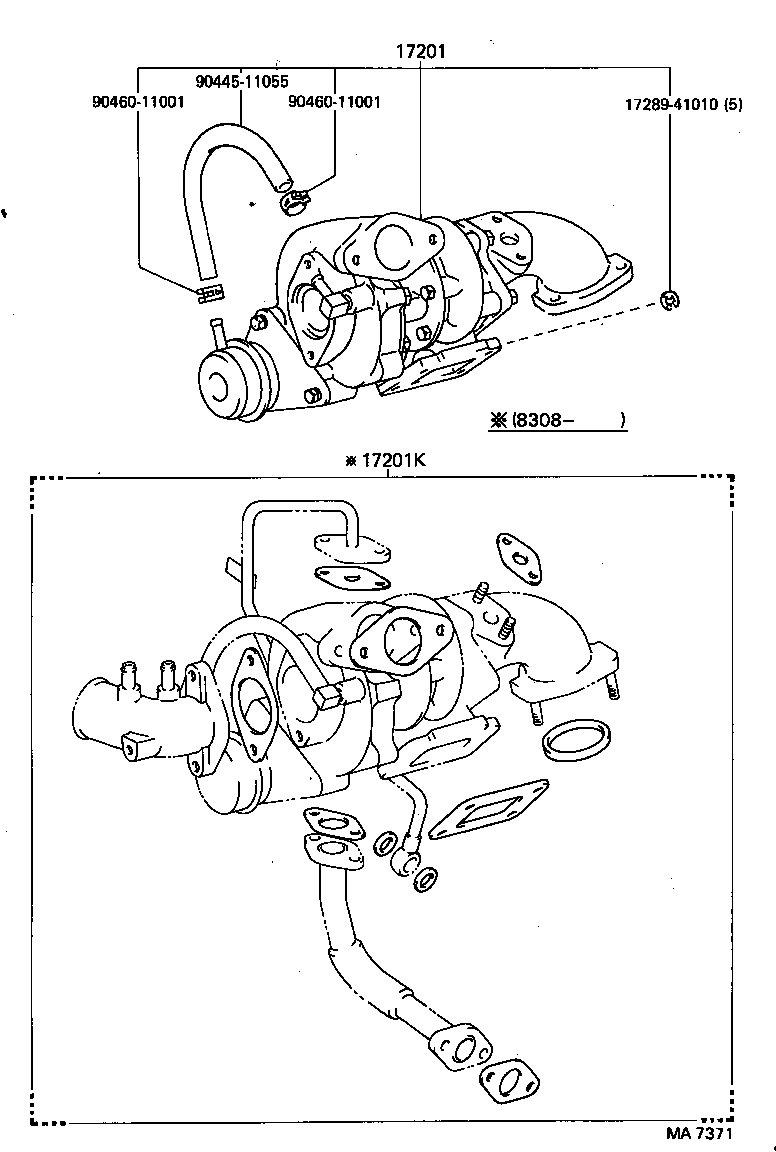 15407-54010 PIPE SUB-ASSY, TURBO OIL INLET product image
