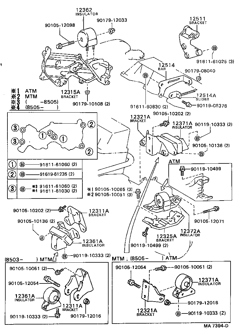 12361-63070 INSULATOR, ENGINE MOUNTING, FRONT(FOR TRANSVERSE ENGINE) product image