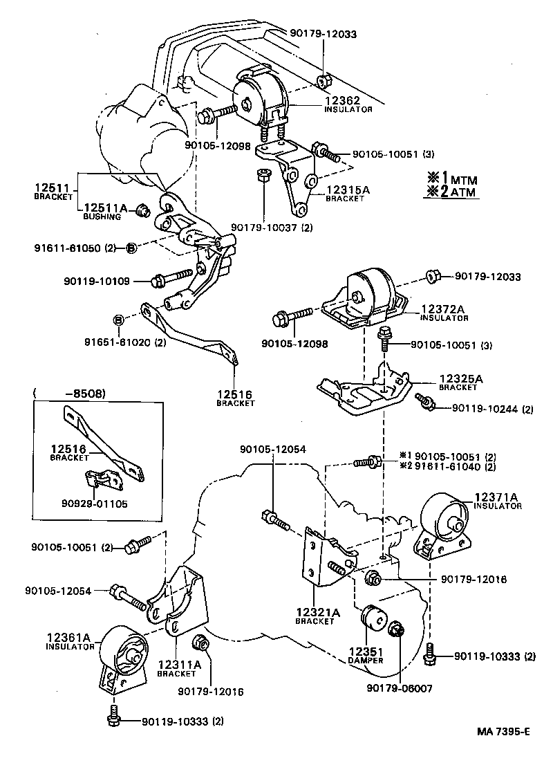 12511-88360 BRACKET, ALTERNATOR, NO.1 product image