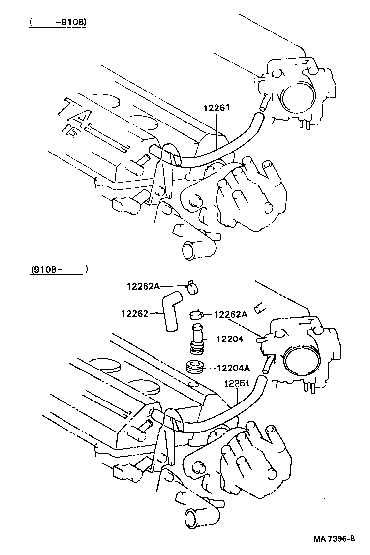 Toyota 12262-62030 HOSE, VENTILATION, NO.2
