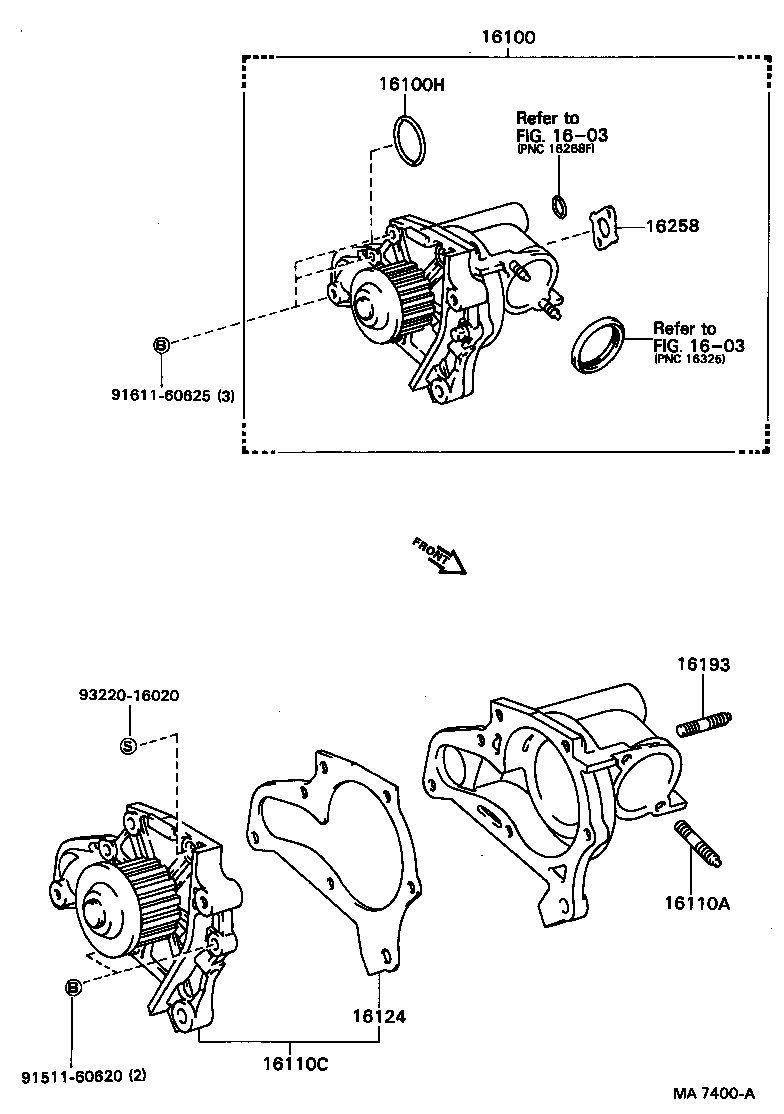Toyota 16100-79075 PUMP ASSY, ENGINE WATER