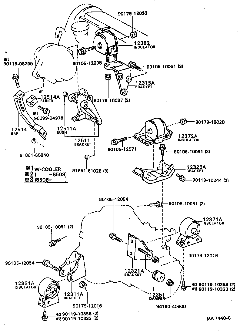 12361-63070 INSULATOR, ENGINE MOUNTING, FRONT(FOR TRANSVERSE ENGINE) product image
