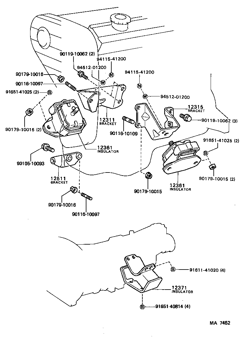 12311-70050 BRACKET, ENGINE MOUNTING, FRONT NO.1 RH product image