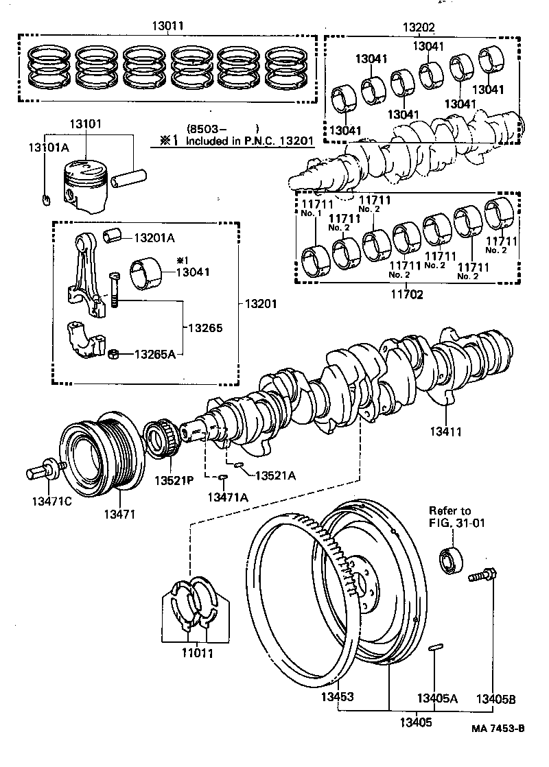 Toyota 13014-42040 RING SET, PISTON