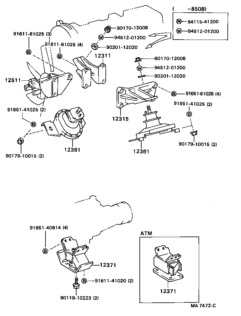12311-70050 BRACKET, ENGINE MOUNTING, FRONT NO.1 RH product image