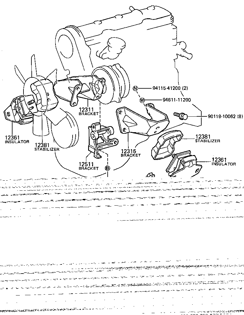 12361-70031 INSULATOR, ENGINE MOUNTING, FRONT product image
