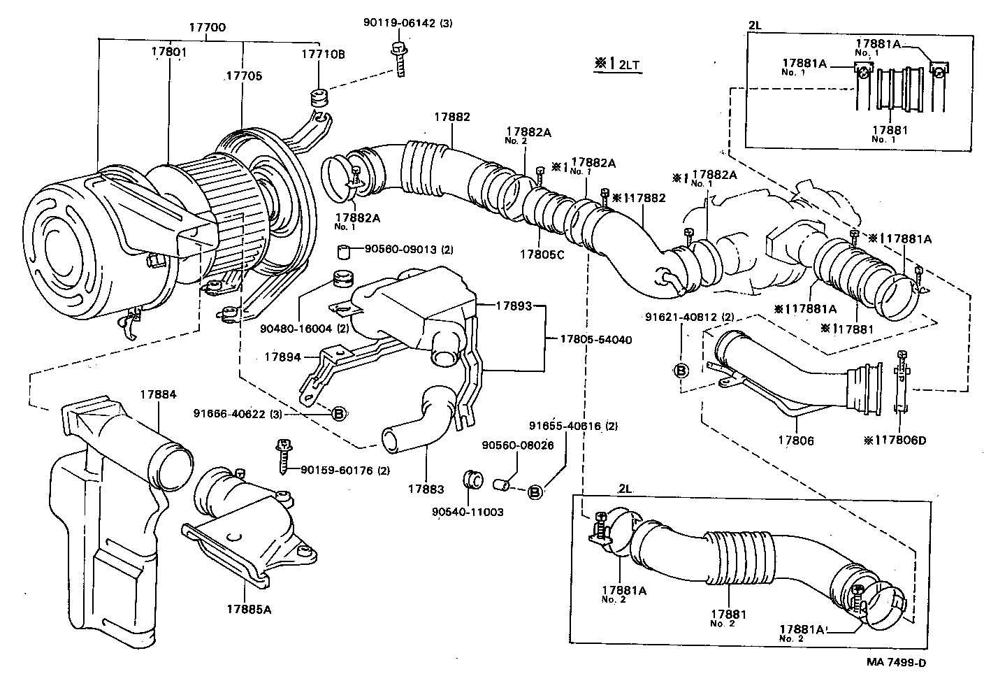 17103-54010 PIPE SUB-ASSY, AIR CLEANER, NO.2 product image