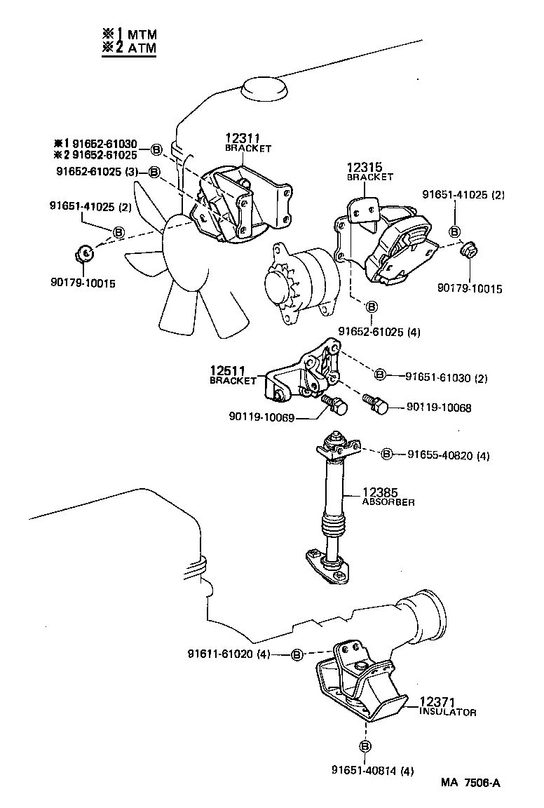 12308-34020 ABSORBER, ENGINE MOUNTING, NO.1 product image