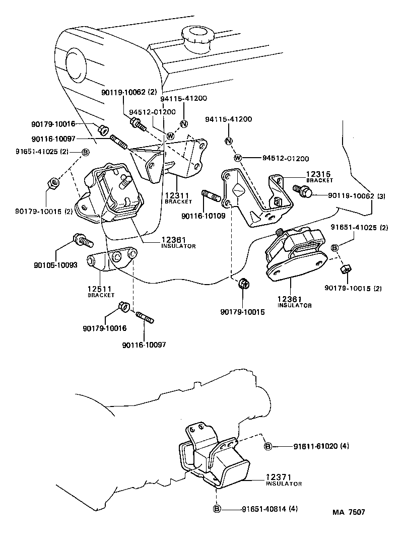 12301-35110 BRACKET, ENGINE MOUNTING, FRONT NO.1 RH product image