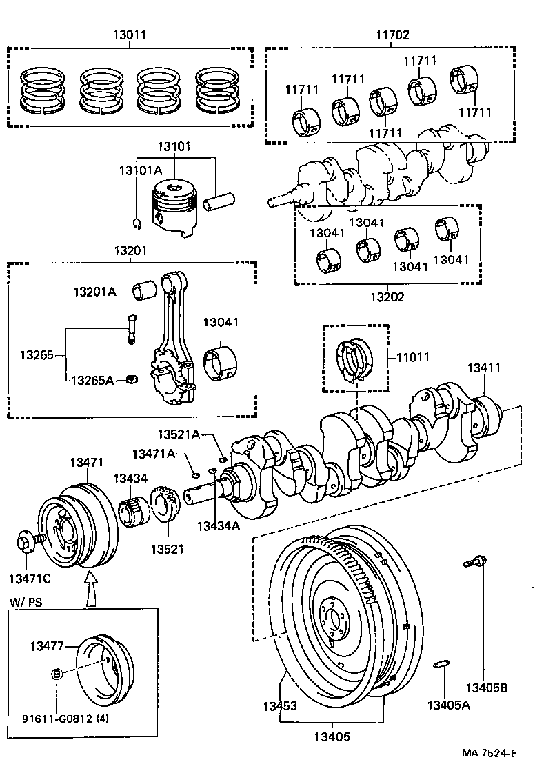 13103-70070 PISTON SUB-ASSY, W/PIN product image