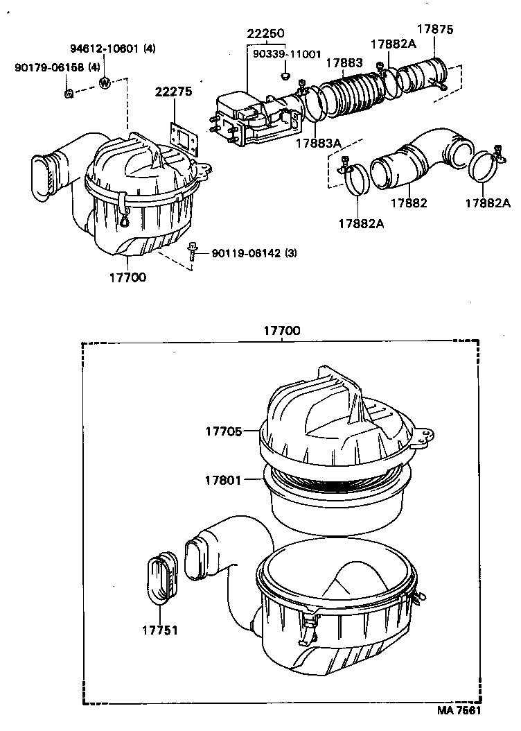 17103-54010 PIPE SUB-ASSY, AIR CLEANER, NO.2 product image
