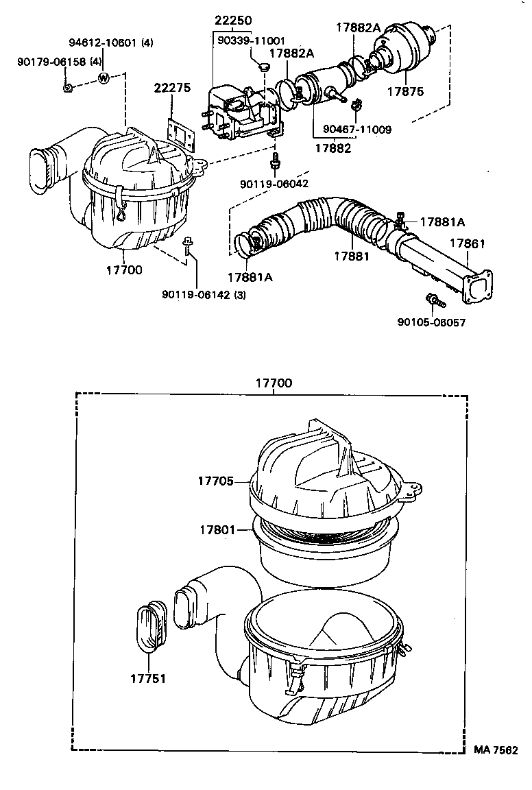 17103-54010 PIPE SUB-ASSY, AIR CLEANER, NO.2 product image