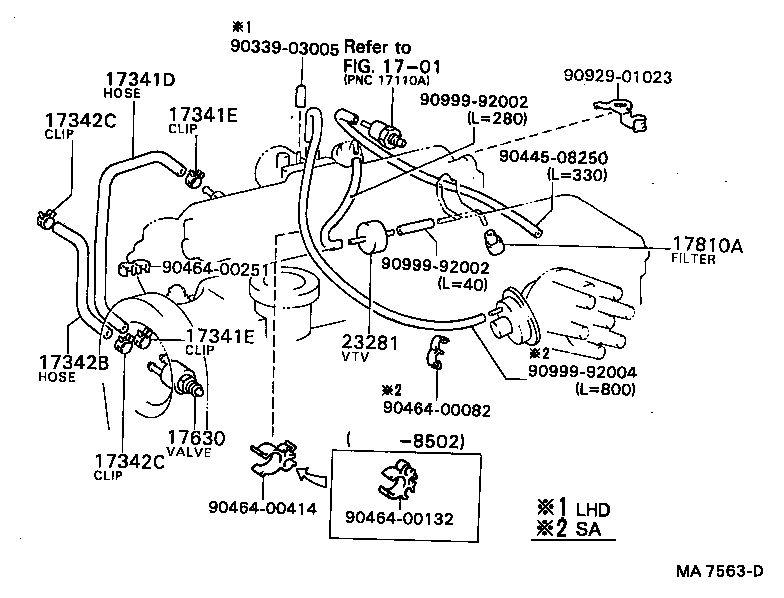 17341-70150 HOSE, NO.2(FOR IDLE-UP) product image