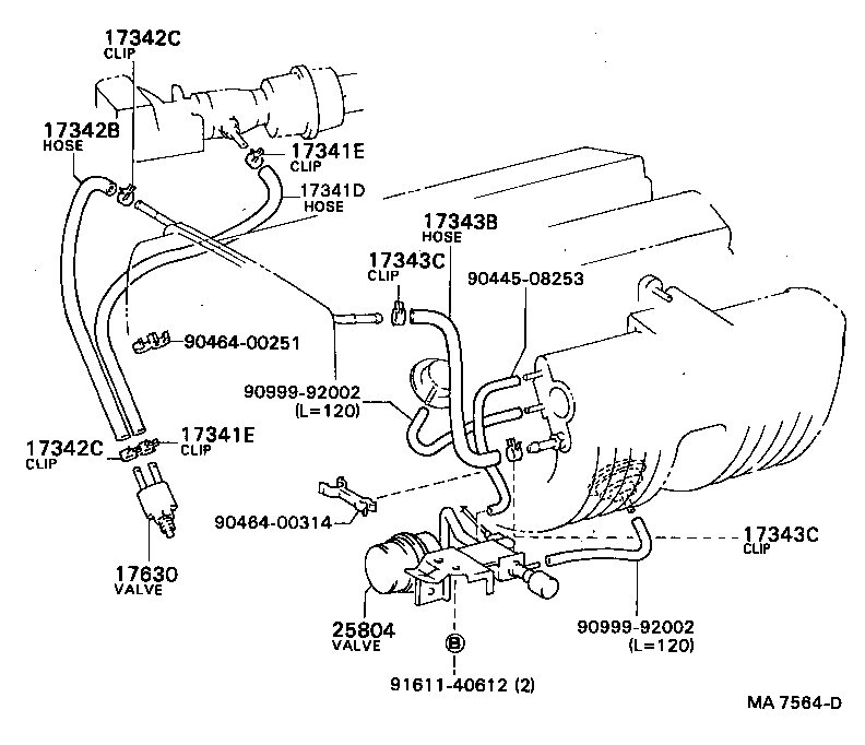 17341-70150 HOSE, NO.2(FOR IDLE-UP) product image