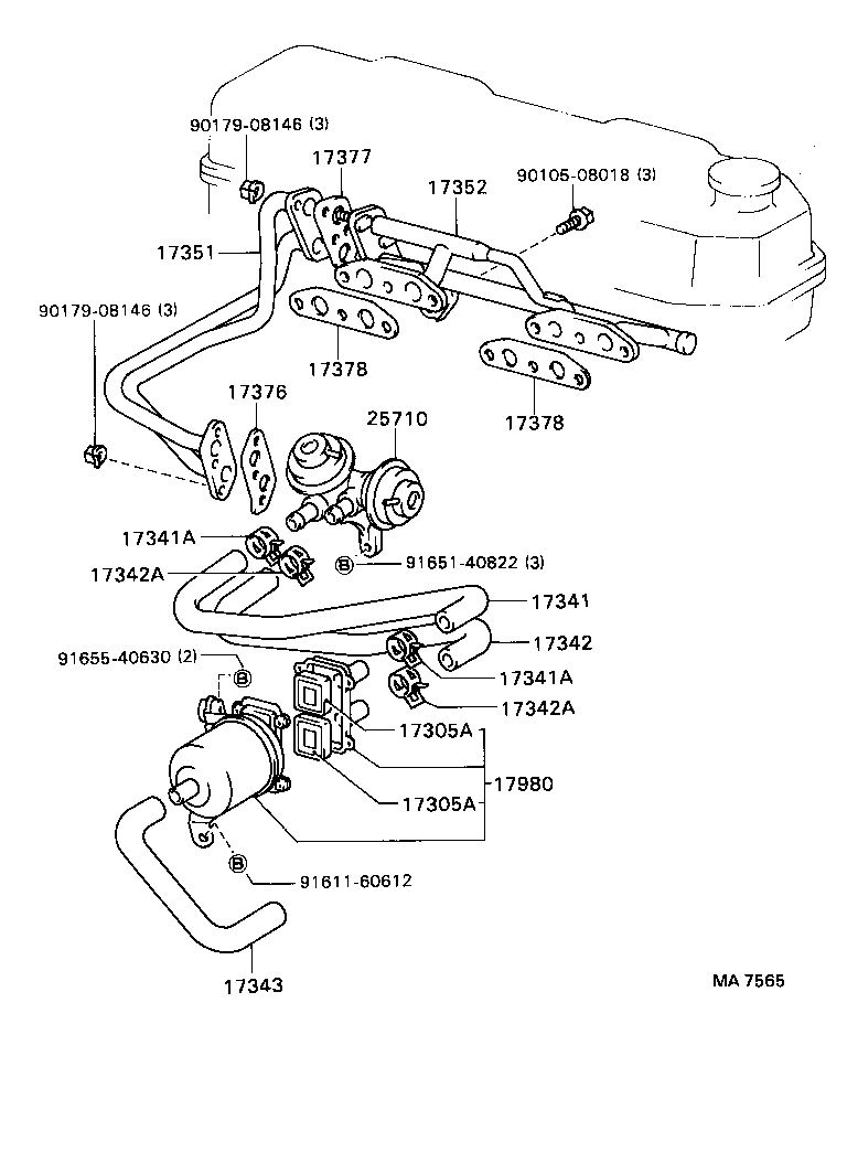 17341-74030 HOSE, NO.1(FOR AIR INJECTION SYSTEM) product image