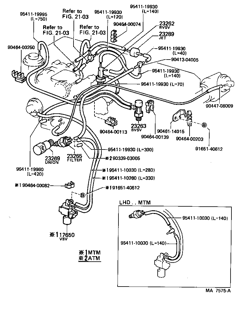 17303-43050 PIPE SUB-ASSY, AIR, NO.1 product image