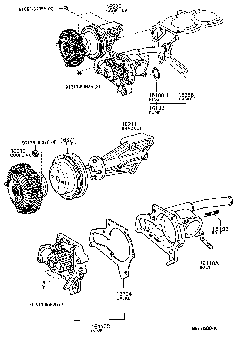 16100-79037 PUMP ASSY, ENGINE WATER product image